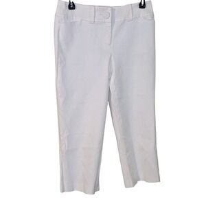Ann Taylor White Textured Cropped Pants Size‎ 0 Capris Flat Front